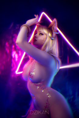 Ahri Neon Singer Cosplay Photoshoot By Dzikan