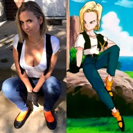 Android 18 Cosplayer Vs Character Paige Parker
