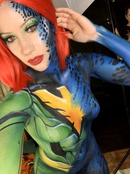 Body Painted Boobies! As Mystique Turning Into Phoenix